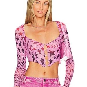 AFRM star Grecian corset top abstract star pink NWOT size Small